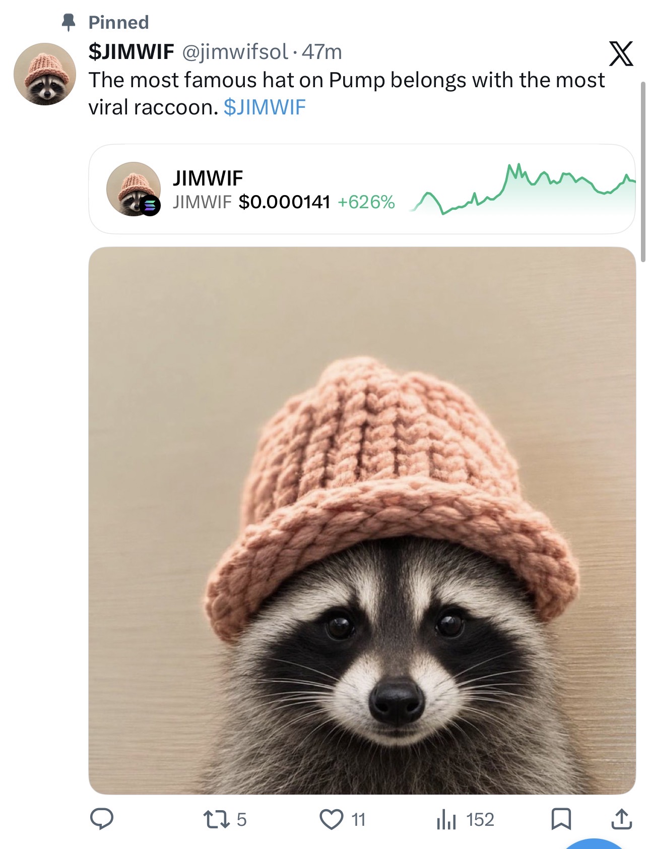 The most famous hat on Pump belongs with the most viral raccoon.